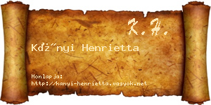Kányi Henrietta névjegykártya